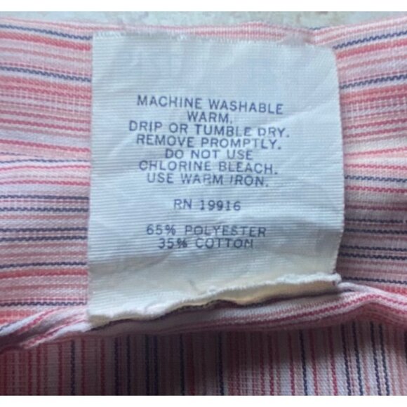 Vintage Striped Shirt Dress 12 1/2 Short Sleeve Pink Blue USA Made Modest - Picture 5 of 9